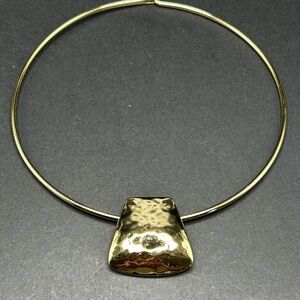 Robert Lee Morris RLM SoHo Gold Plated Torque Collar Hammered Pendant Necklace